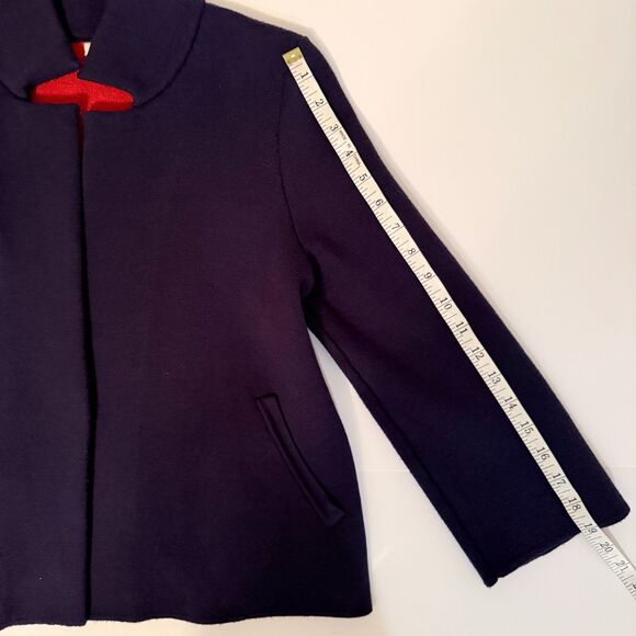 Moth Anthropologie Amoruso Two Toned Knit Cardigan Sweater Jacket Navy Red XS - Picture 12 of 16